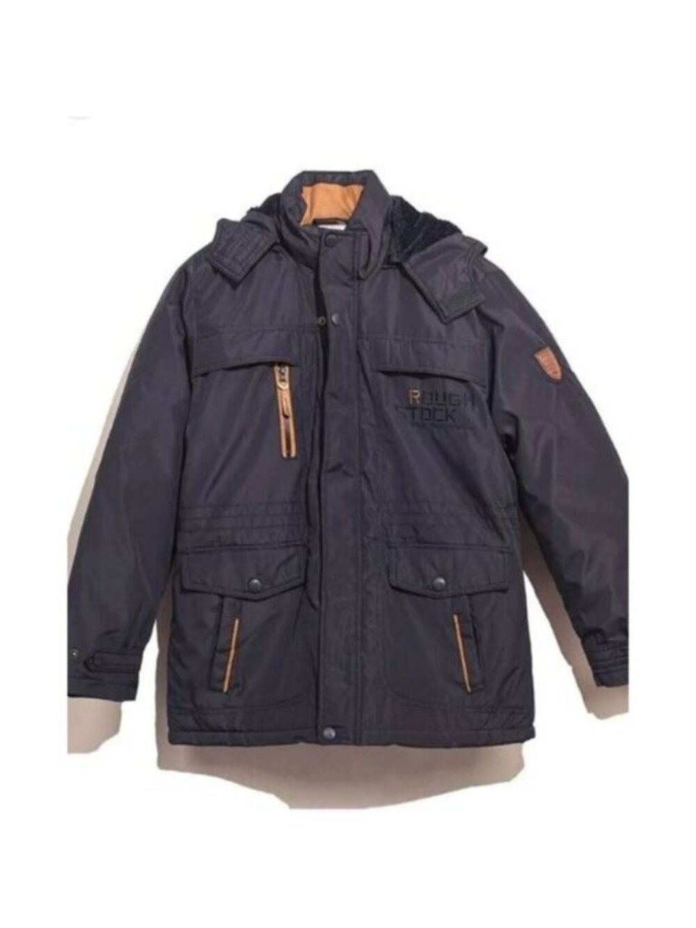 Rough Stock Navy Fur Lined Hooded Winter Jacket